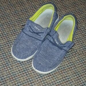 Hey Dude Kids' Navy Slip-Ons with Lime Accents